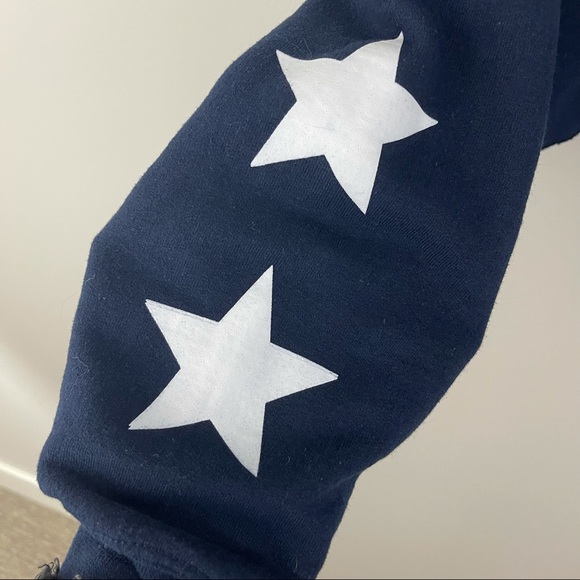 Navy Blue Kappa Star Cropped Long Sleeve Pullover Sweatshirt - Picture 4 of 5